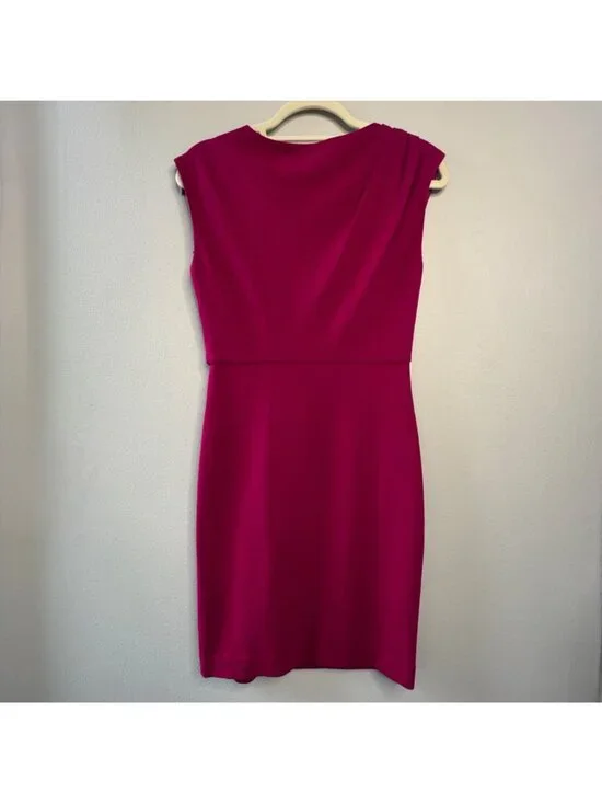 DVF Marchona Dress Womens 4 Pink Red Wool Sheath Bodycon Minimalist Cocktail - Picture 2 of 9